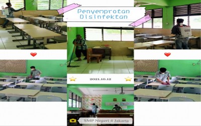 Penyemprotan disinfectan ruang kelas dan kegiatan PTMT